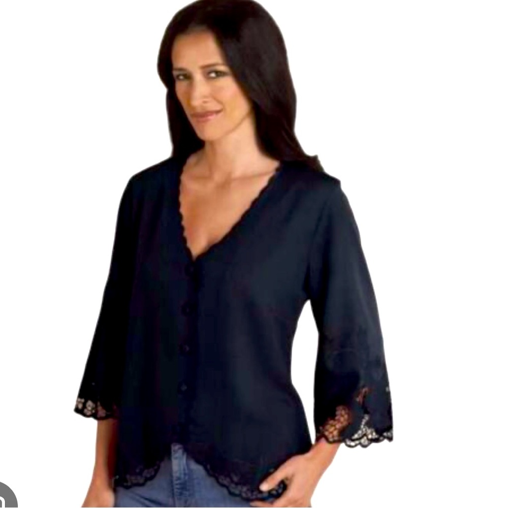 Soft Surroundings Black Half Moon Bay Top Size M